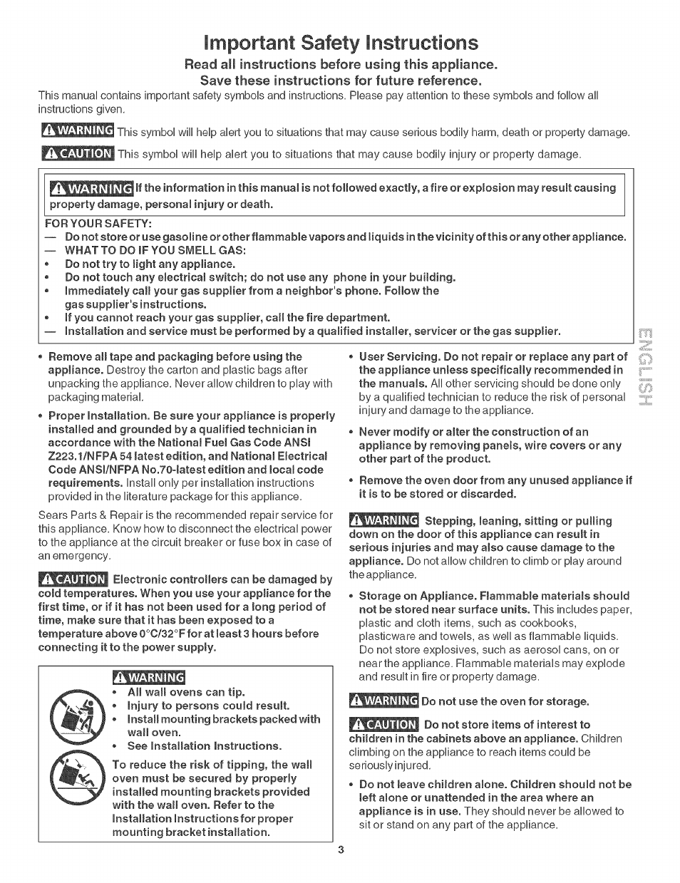 Important safety instructions | Kenmore 790. 3017 User Manual | Page 3 / 26