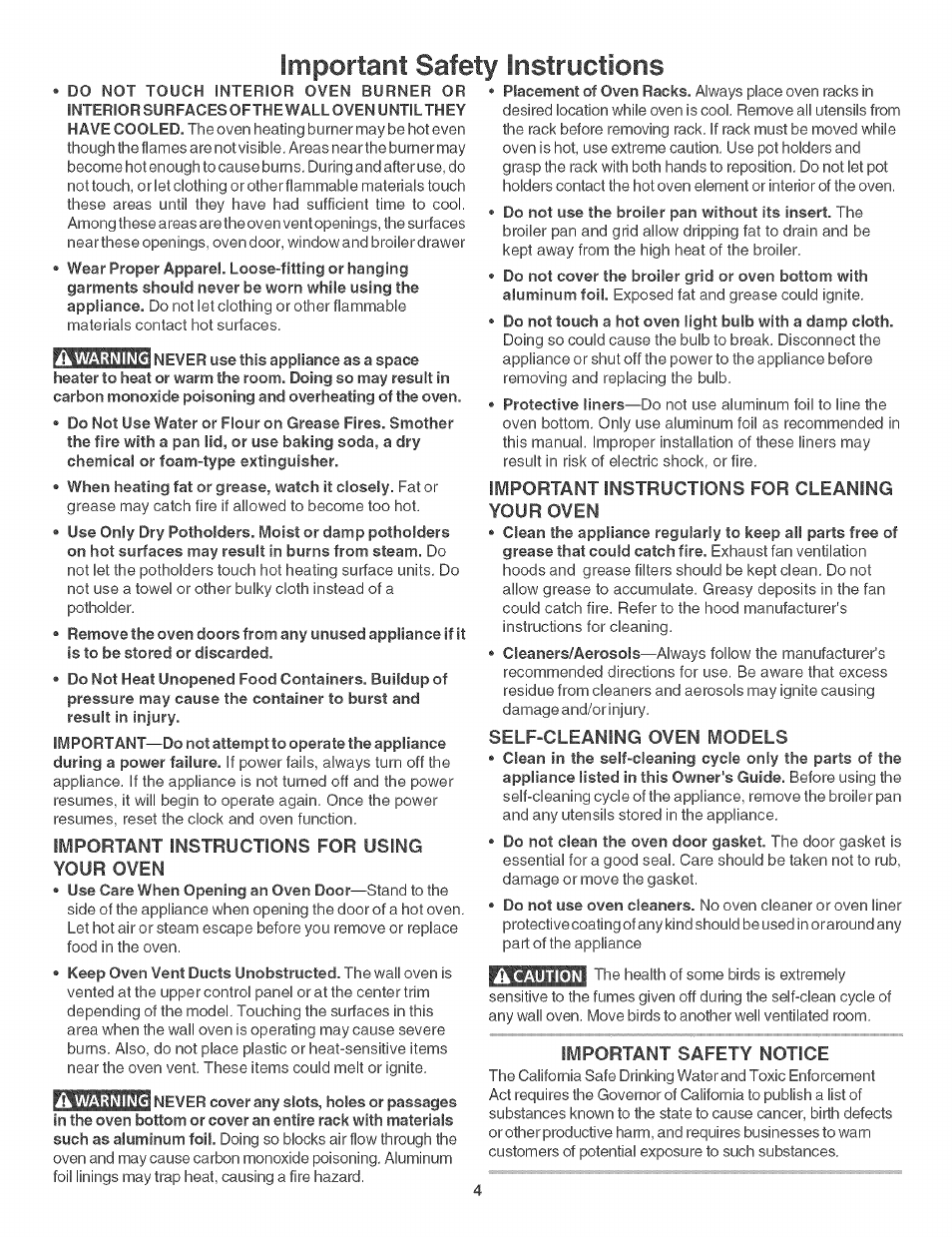 Important safety instructions | Kenmore 790. 3017 User Manual | Page 4 / 26