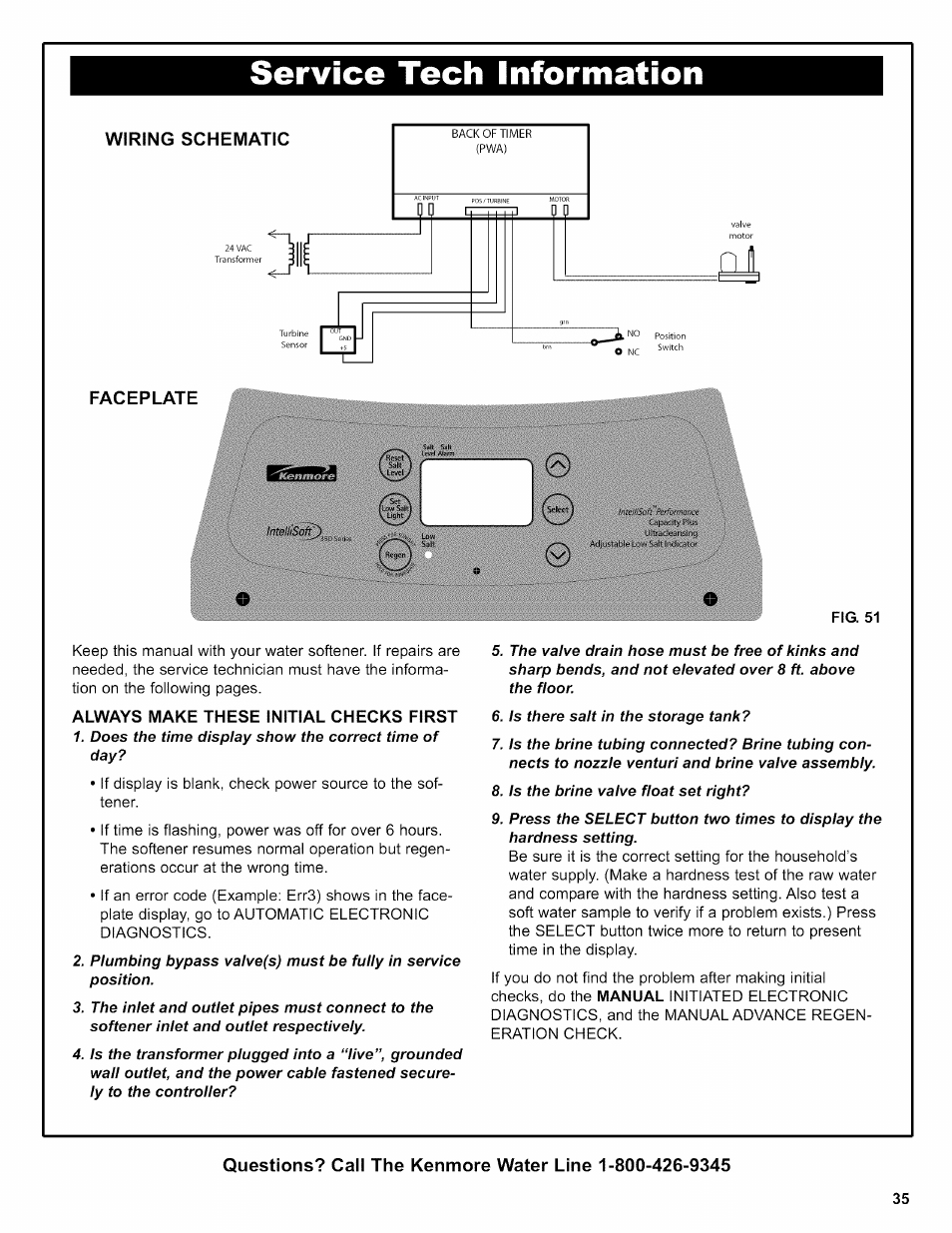 Faceplate, Always make these initial checks first | Kenmore 625.38356 User Manual | Page 35 / 48