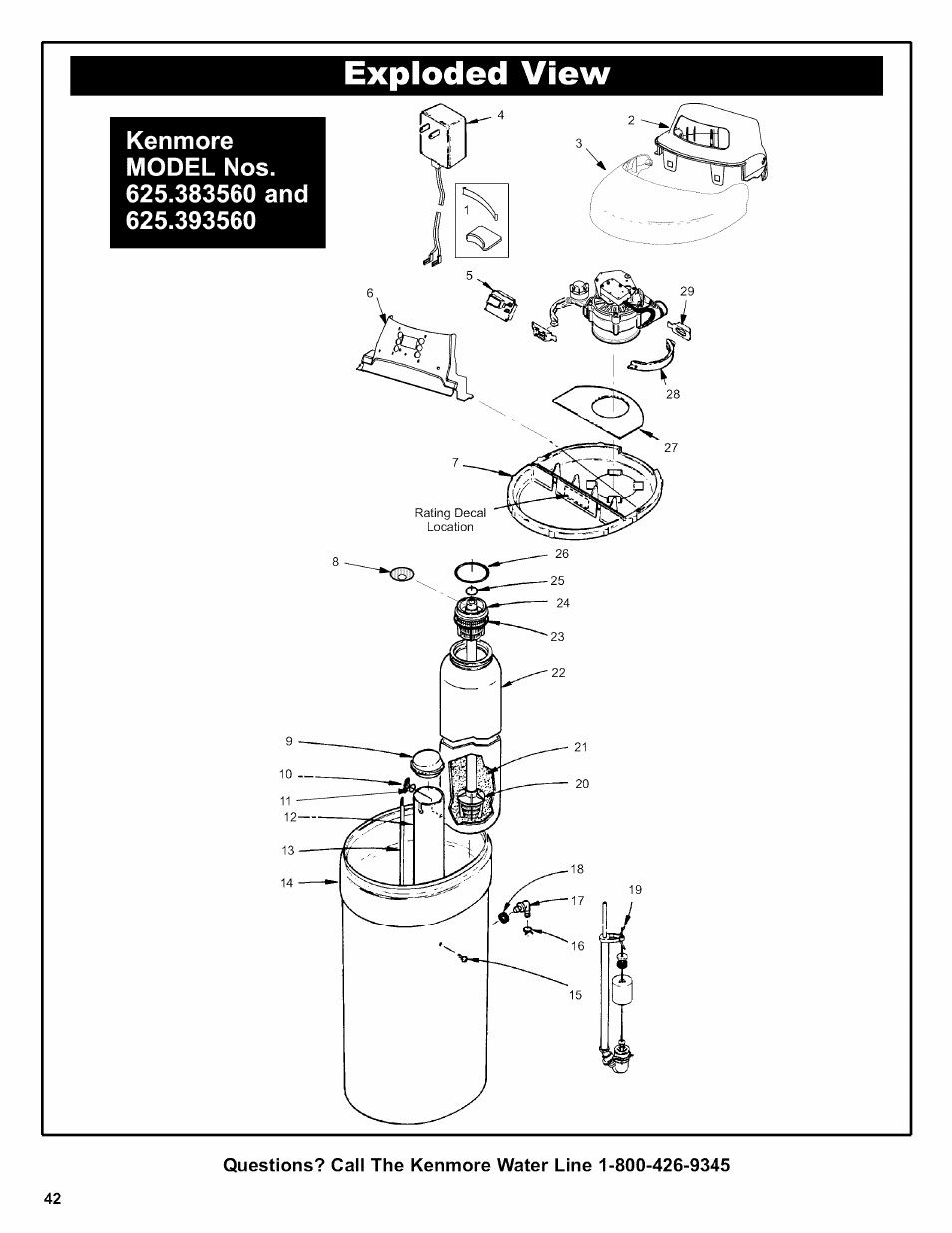 Exploded view | Kenmore 625.38356 User Manual | Page 42 / 48