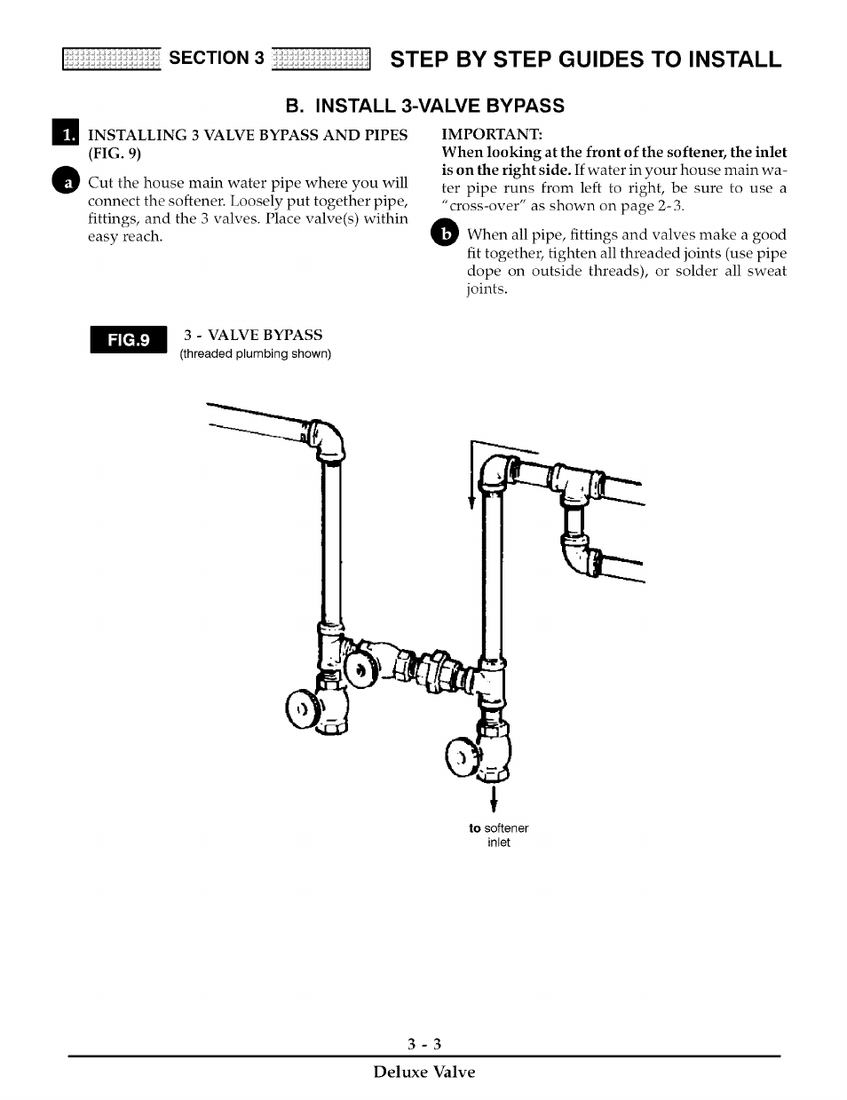 B. install 3-valve bypass, B. installing 3-valve bypass -3, Step by step guides to install | Kenmore 180 User Manual | Page 14 / 40