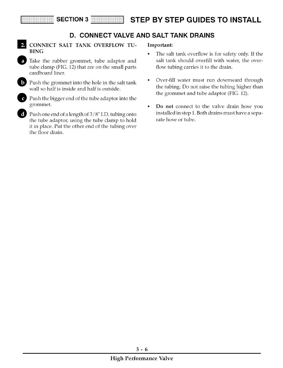 D. connect valve and salt tank drains, Step by step guides to install | Kenmore 180 User Manual | Page 37 / 40