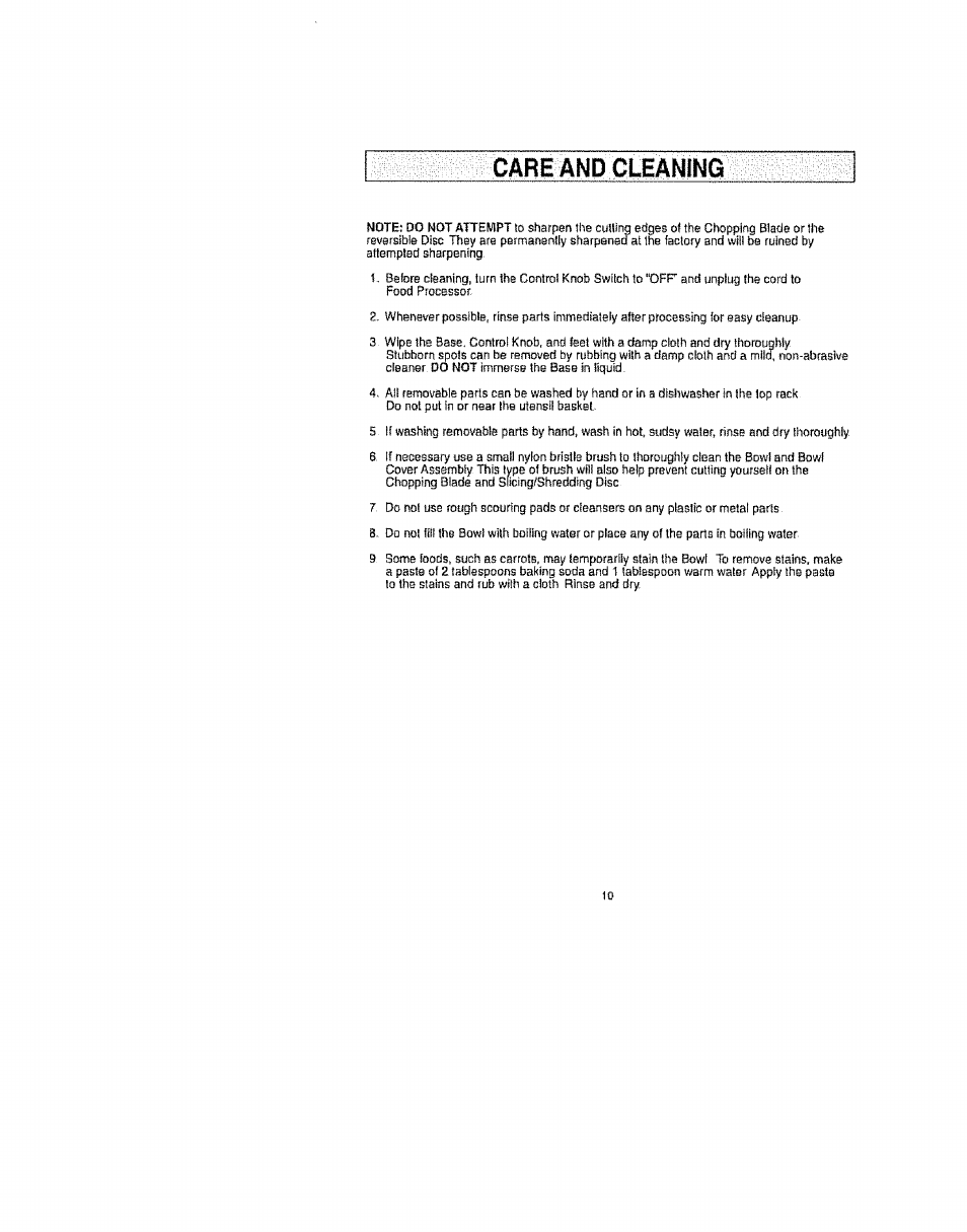 Care and cleaning | Kenmore 100.81002 User Manual | Page 10 / 14