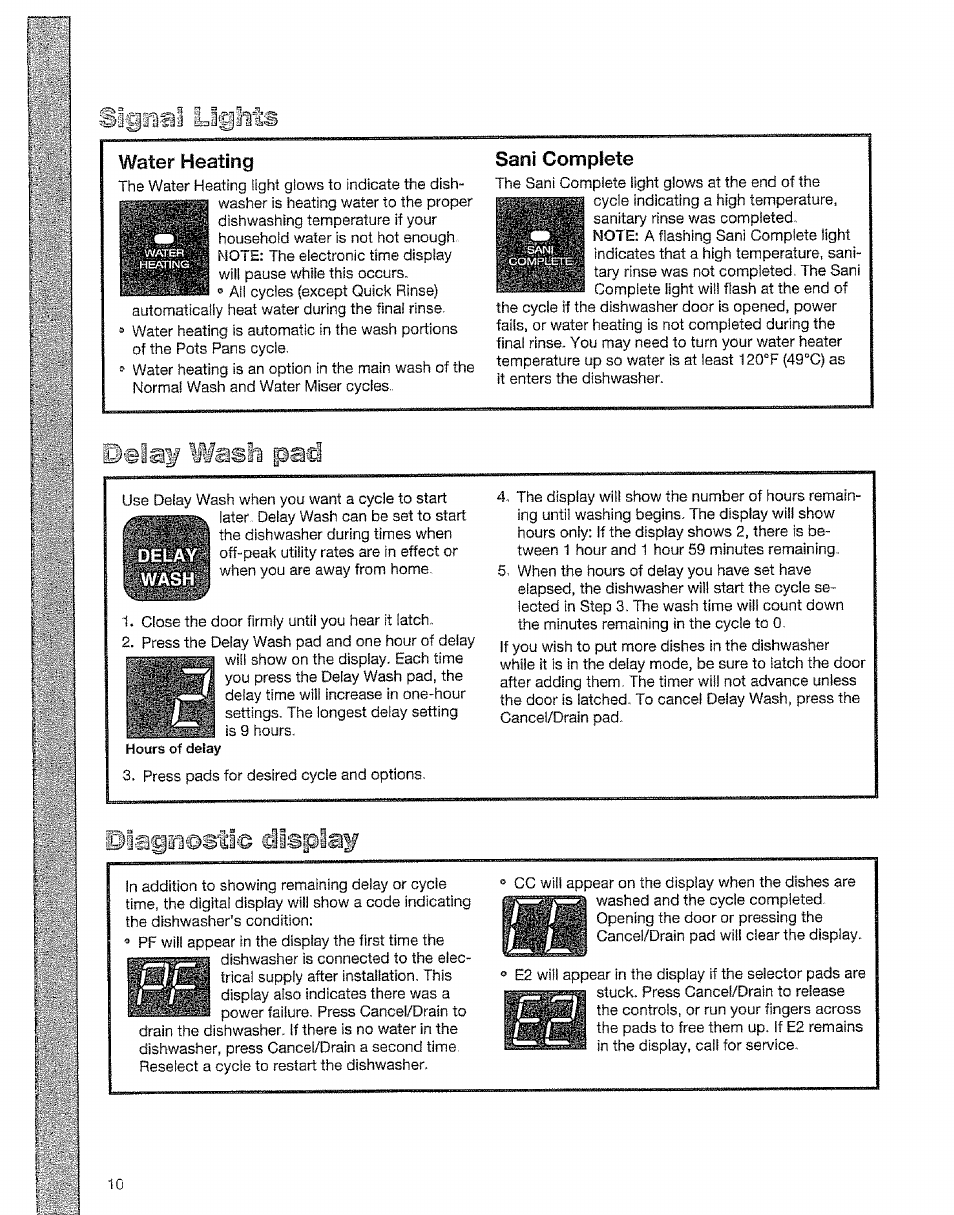 Water heating, Sani complete, Signal llgíass water heating | Kenmore 15828 User Manual | Page 10 / 28