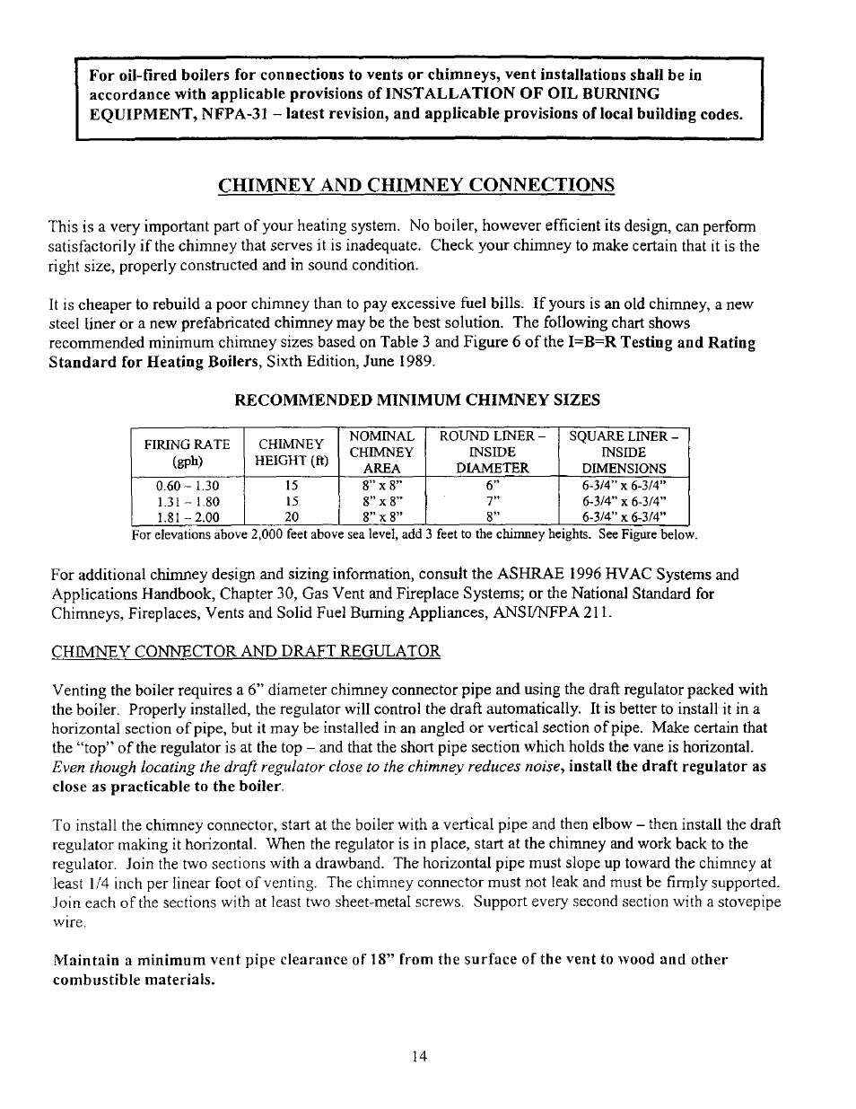 Chimney and chimney connections | Kenmore 5EW1.75 User Manual | Page 16 / 41