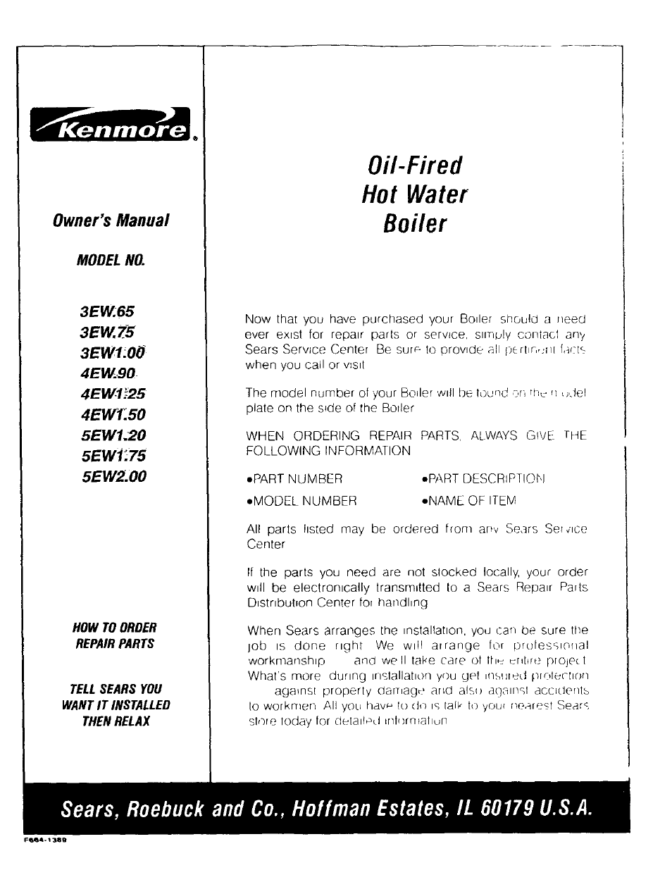 Oil-fired hot water boiler | Kenmore 5EW1.75 User Manual | Page 41 / 41