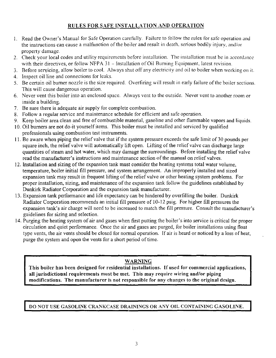 Rules for s afe installation and oper.at10n, Warning | Kenmore 5EW1.75 User Manual | Page 5 / 41