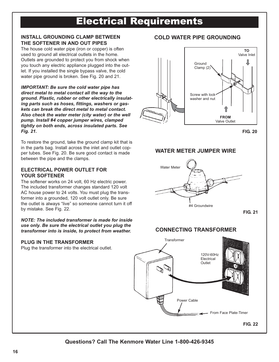 Electrical requirements | Kenmore 300 Series User Manual | Page 16 / 48