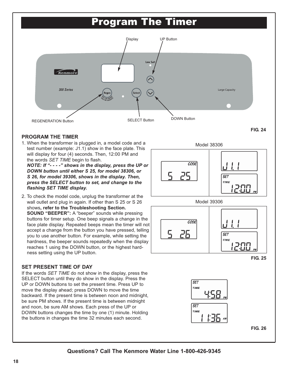Program the timer | Kenmore 300 Series User Manual | Page 18 / 48