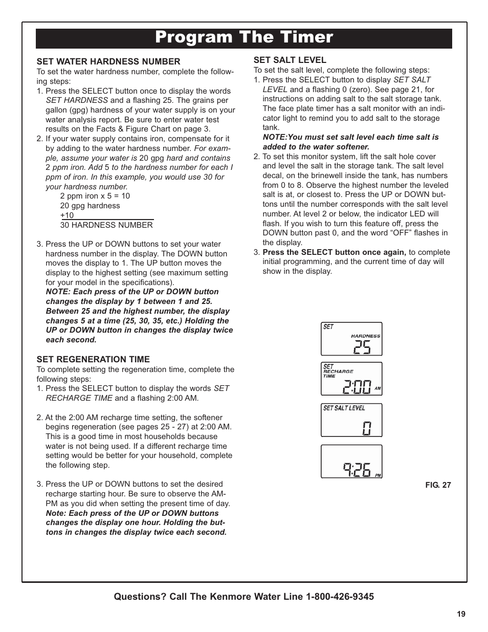 Program the timer | Kenmore 300 Series User Manual | Page 19 / 48