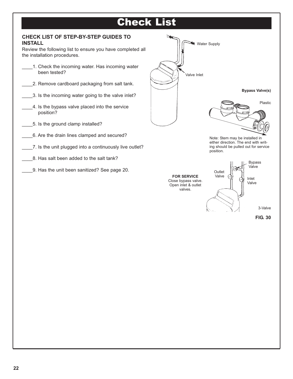 Check list | Kenmore 300 Series User Manual | Page 22 / 48