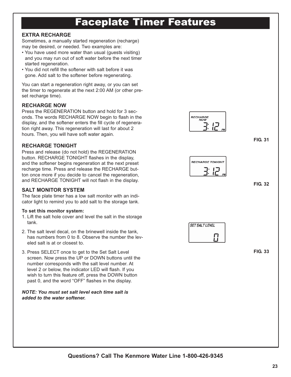 Faceplate timer features | Kenmore 300 Series User Manual | Page 23 / 48