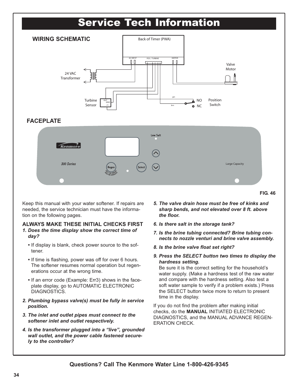 Service tech information, Always make these initial checks first | Kenmore 300 Series User Manual | Page 34 / 48