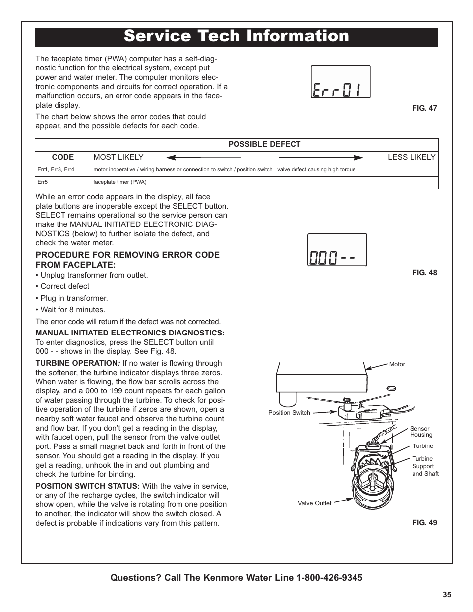 Service tech information | Kenmore 300 Series User Manual | Page 35 / 48