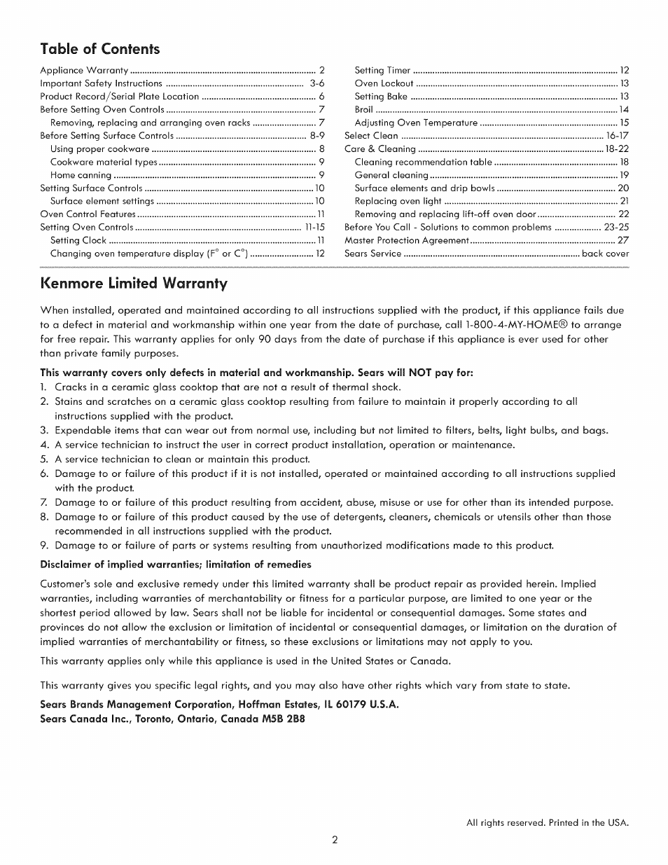 Kenmore 790. 9021 User Manual | Page 2 / 28