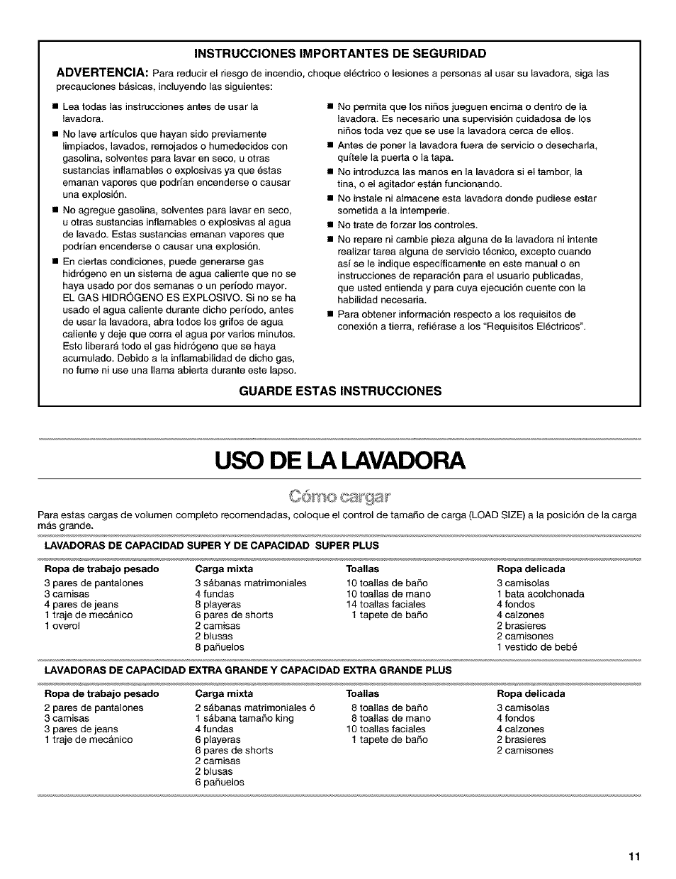 Uso de la uvvadora | Kenmore 110.25852400 User Manual | Page 11 / 28