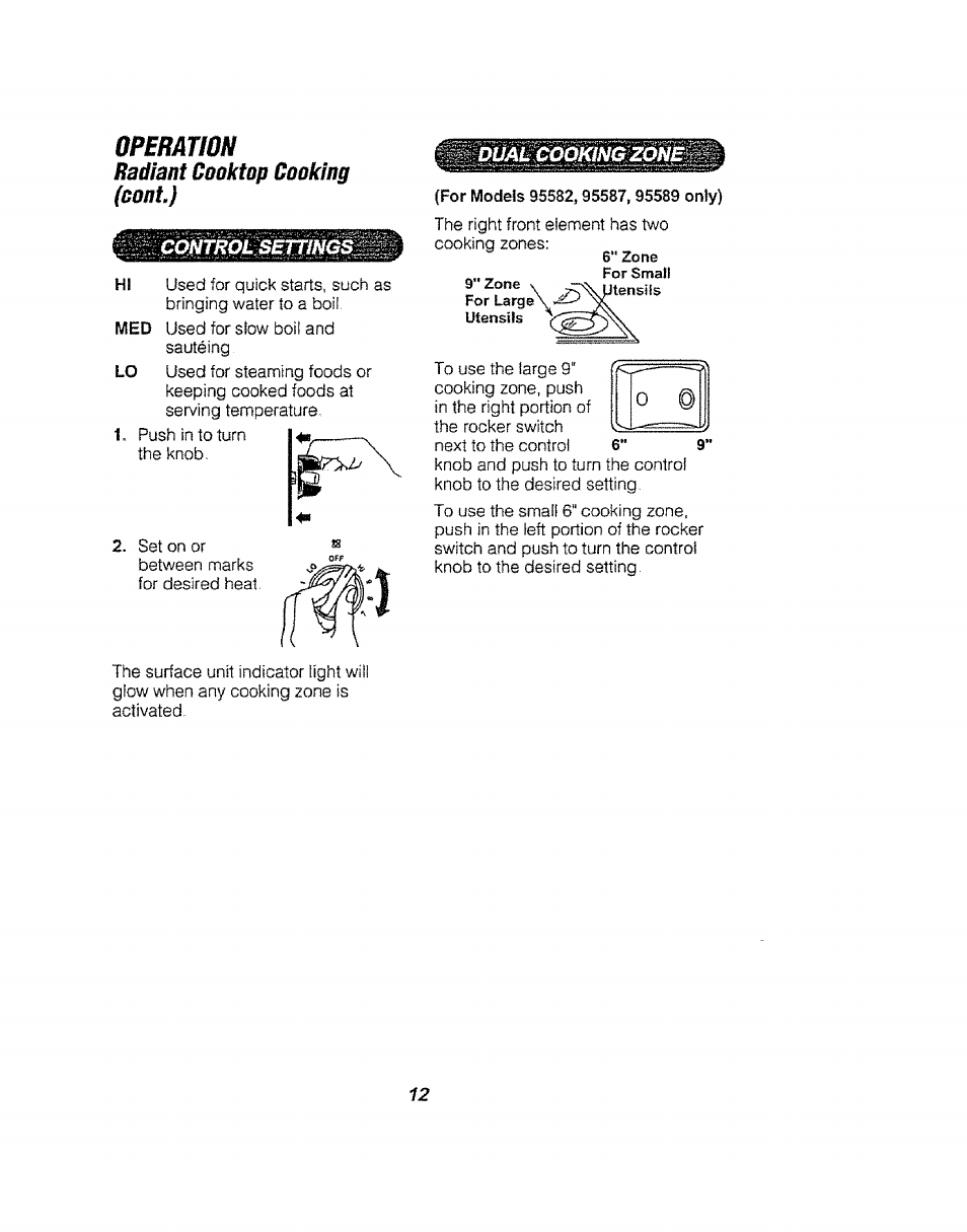 Operation, Baàìsnt cooktop cooking (cant) | Kenmore 911.94752 User Manual | Page 12 / 76