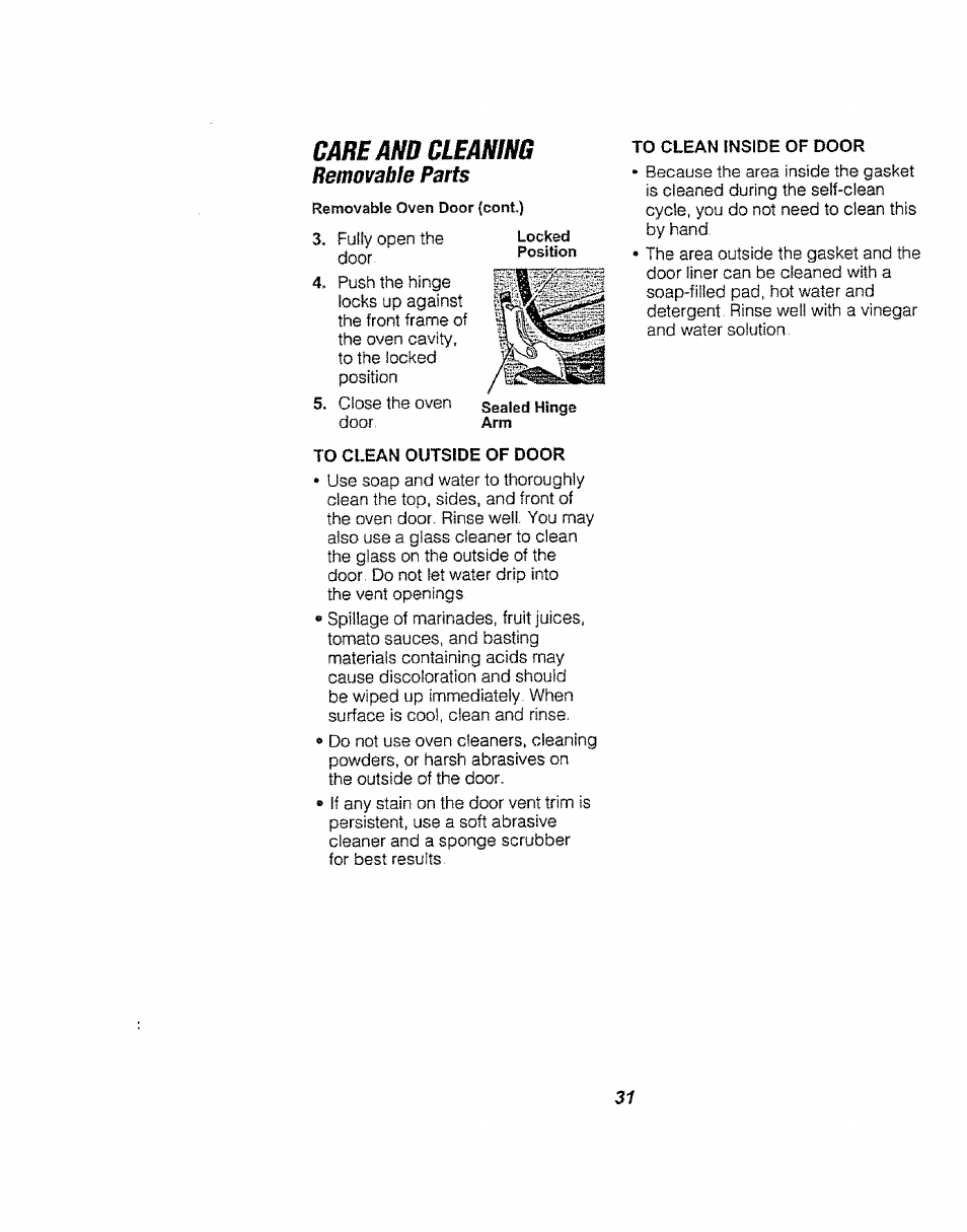 Care and cleanins | Kenmore 911.94752 User Manual | Page 31 / 76