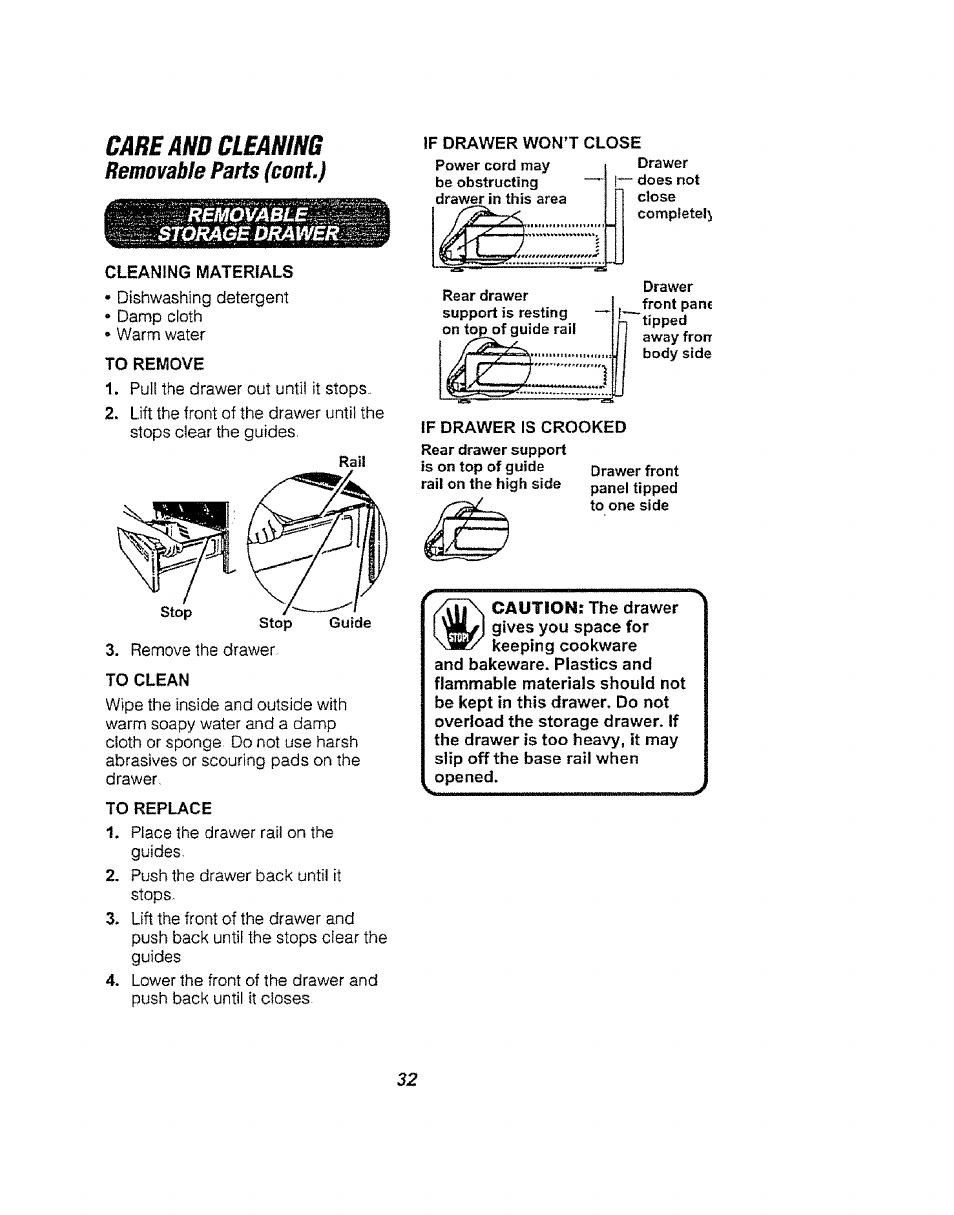 Care anú cleaning | Kenmore 911.94752 User Manual | Page 32 / 76