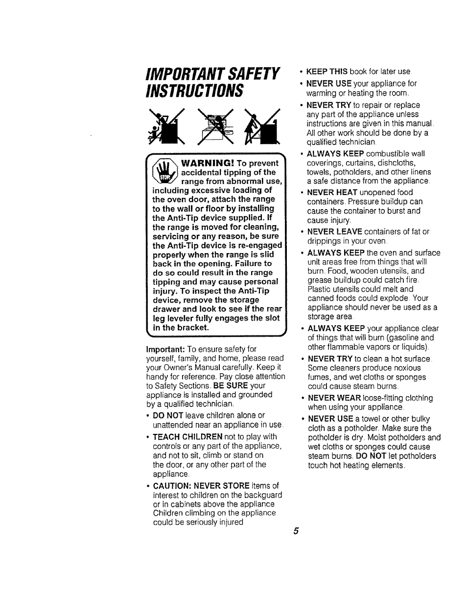 Luctdilptinuq, Imrurtan f batbl y | Kenmore 911.94752 User Manual | Page 5 / 76