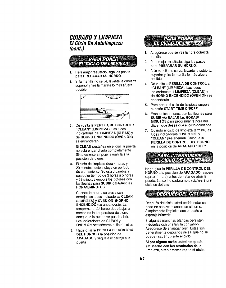 Guidadú y limpieza, El cíalo de autolimpíeza (aont) | Kenmore 911.94752 User Manual | Page 61 / 76