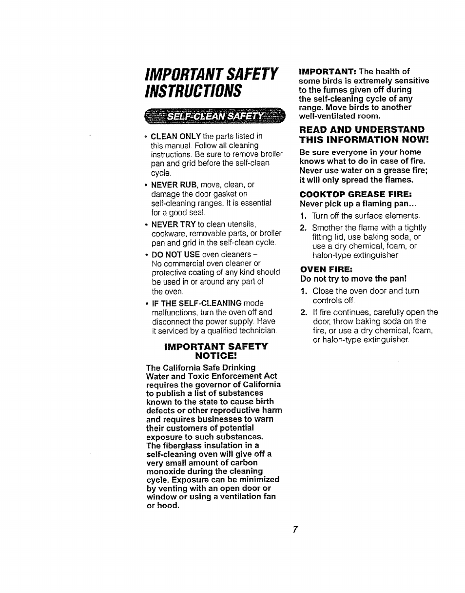 Important safety instructions | Kenmore 911.94752 User Manual | Page 7 / 76