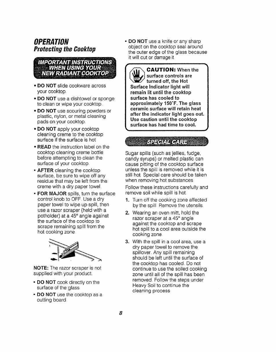 Opemtwn, Pfoteüting the cooktoß, Important instructions | 7 new radiant coö | Kenmore 911.94752 User Manual | Page 8 / 76