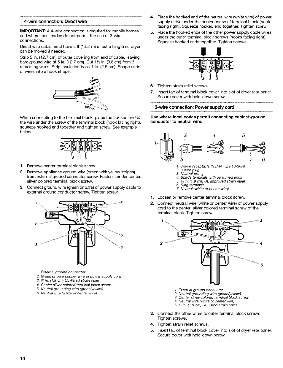 Wire connection; direct wire, Wire connection: pow®- ^pply cord | Kenmore 8519319A User Manual | Page 10 / 52