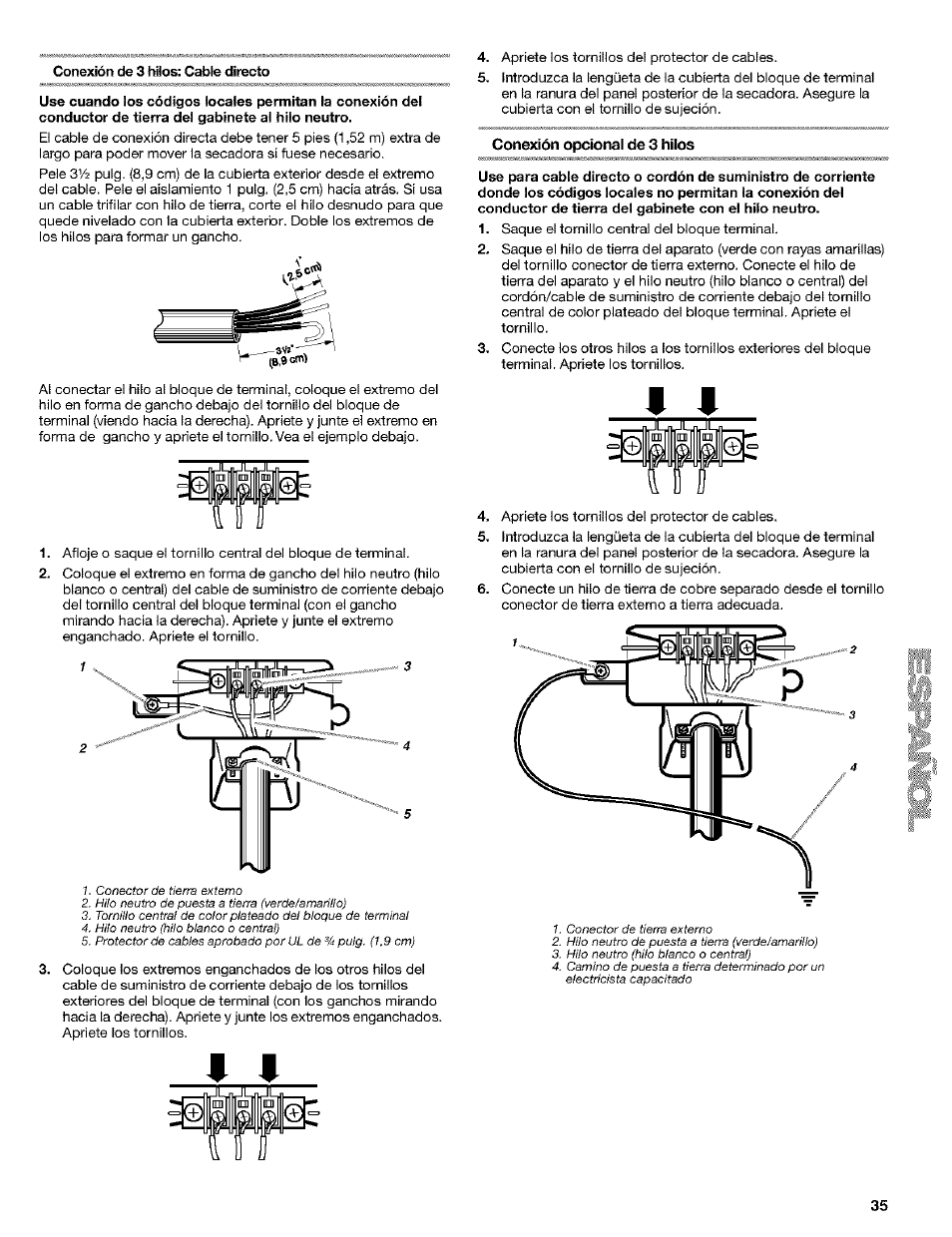 Conexión opcional de 3 hilos | Kenmore 8519319A User Manual | Page 35 / 52