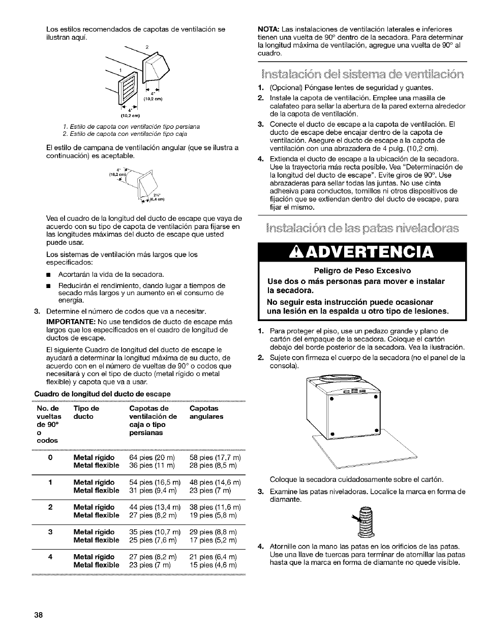 A advertencia | Kenmore 8519319A User Manual | Page 38 / 52