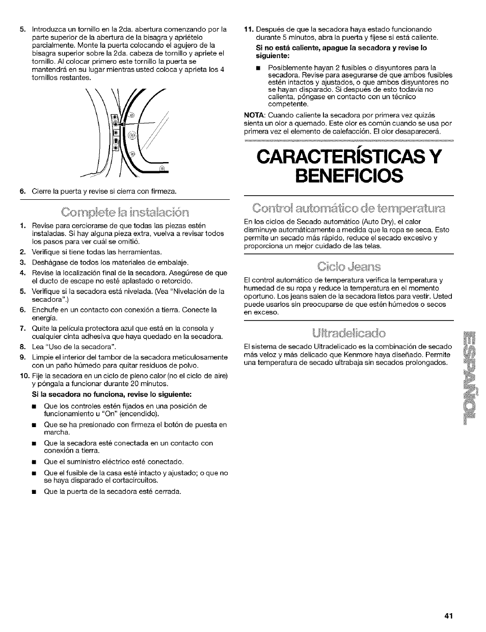 Características y beneficios | Kenmore 8519319A User Manual | Page 41 / 52