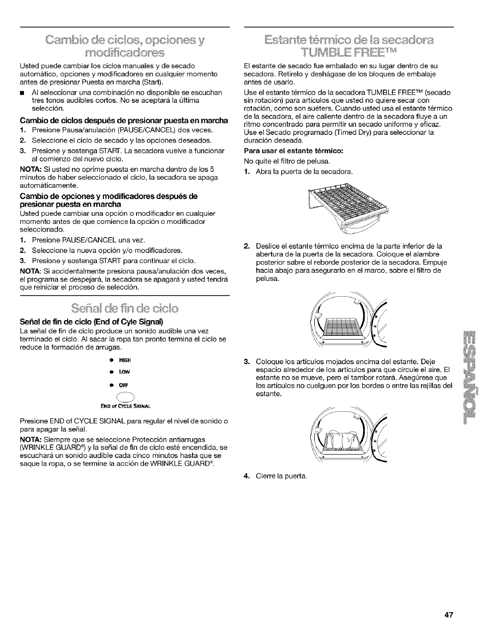 Señal de fin (te ciclo pnd of cyle signal) | Kenmore 8519319A User Manual | Page 47 / 52