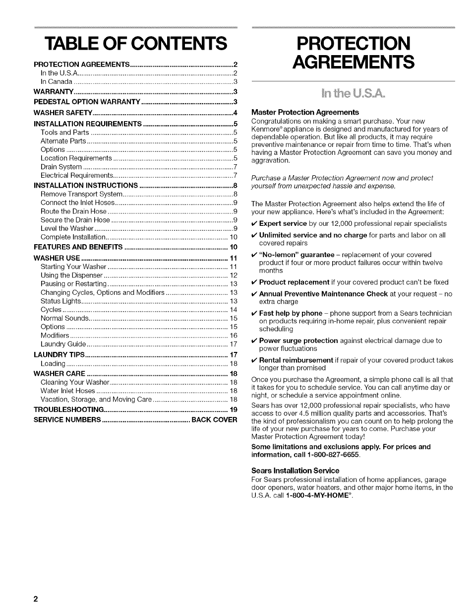 Kenmore 110.4292 User Manual | Page 2 / 68