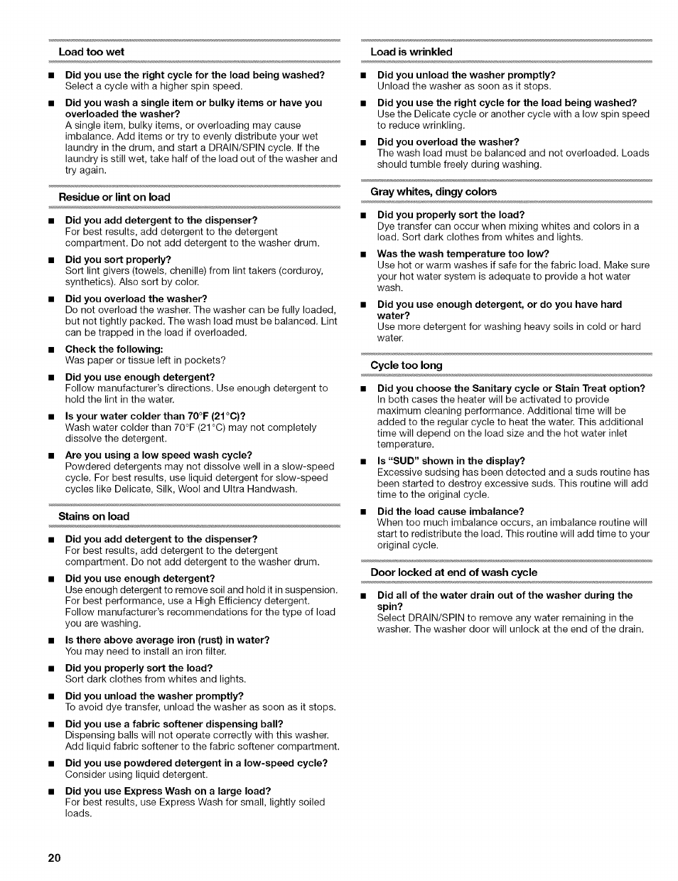 Kenmore 110.4292 User Manual | Page 20 / 68