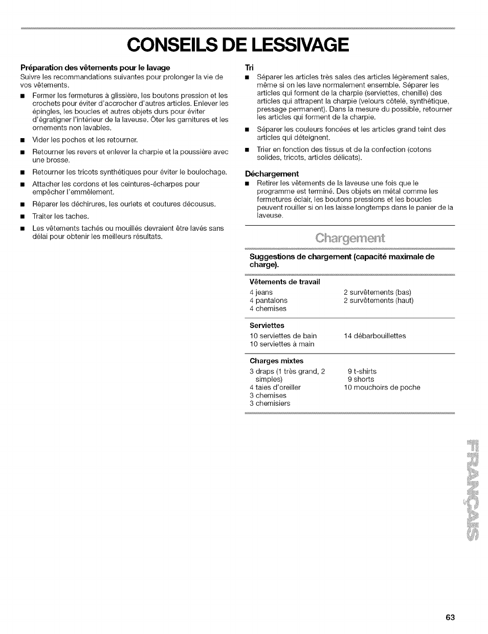 Conseils de lessivage, Argemefit | Kenmore 110.4292 User Manual | Page 63 / 68