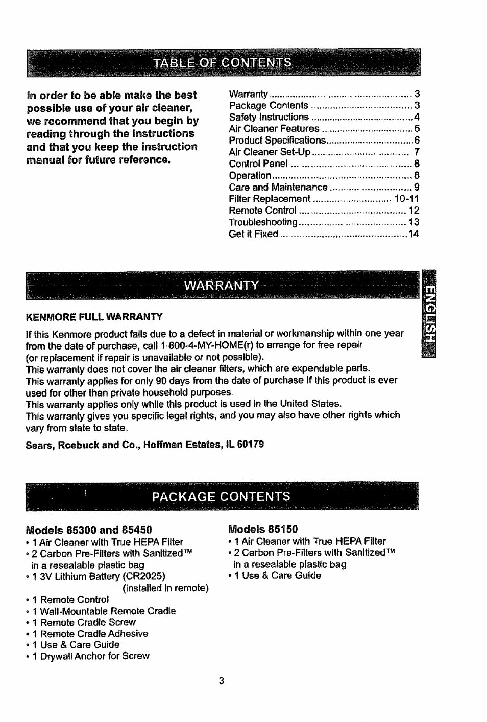 Kenmore PLASMAWAVE 85450 User Manual | Page 2 / 25