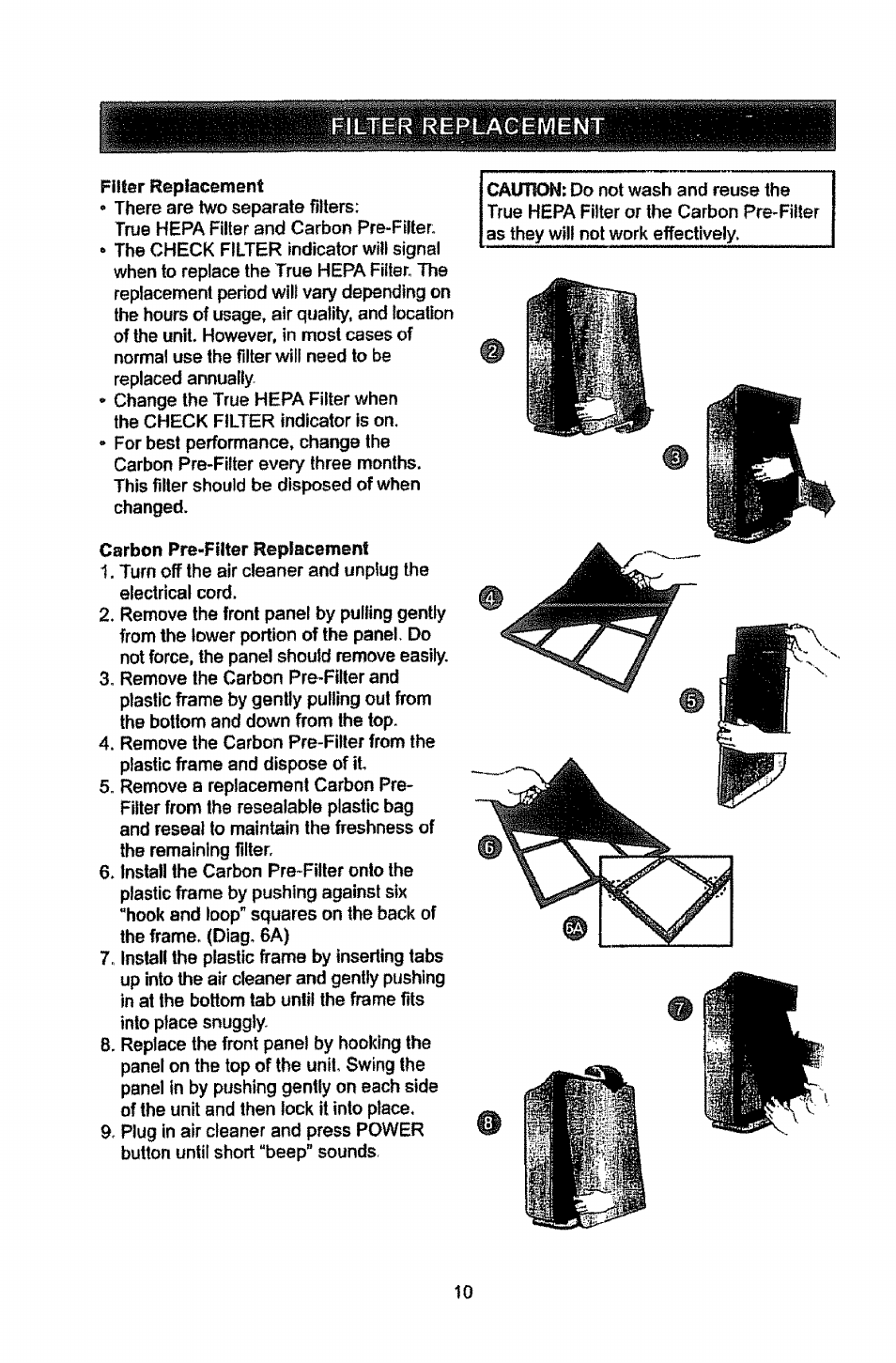 Filter replaceivient | Kenmore PLASMAWAVE 85450 User Manual | Page 9 / 25