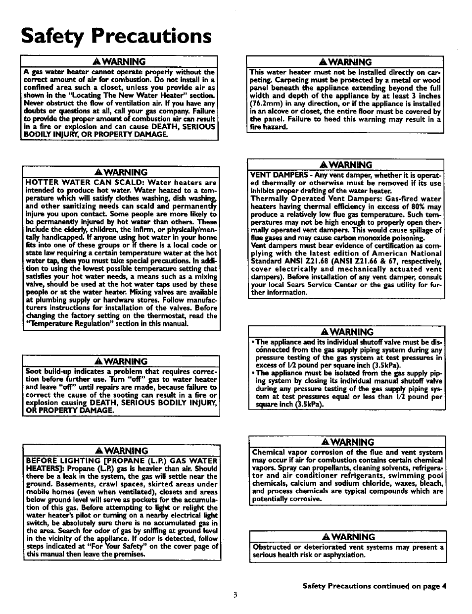 Awarning, Safety precautions | Kenmore POWER MISER 153.336951 User Manual | Page 3 / 28