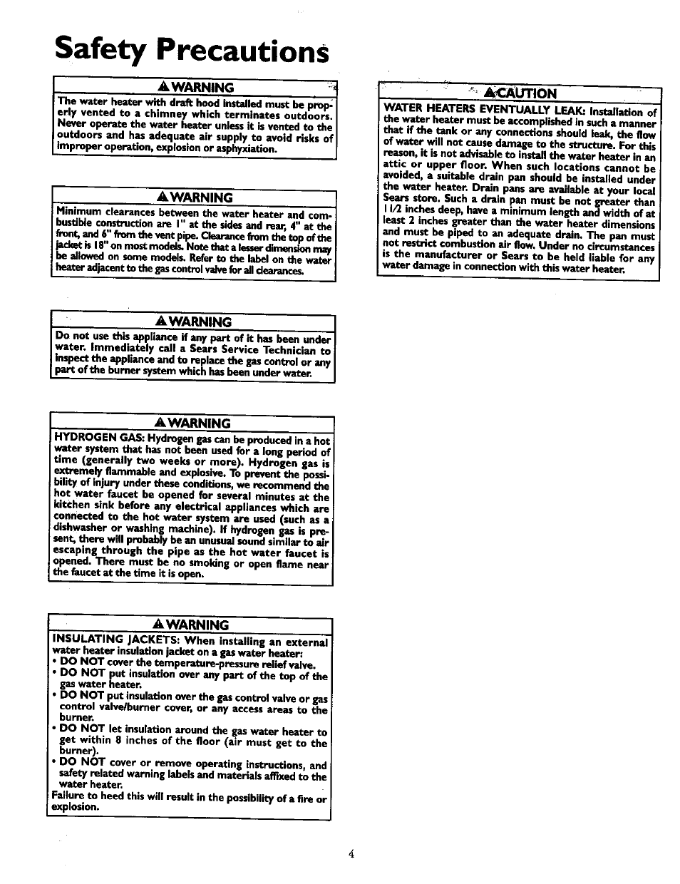 Awarning, Safety precautions | Kenmore POWER MISER 153.336951 User Manual | Page 4 / 28