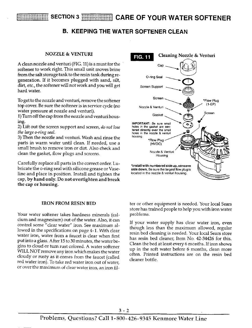 Care of your water softener, B. keeping the water softener clean | Kenmore 625.38816 User Manual | Page 15 / 32