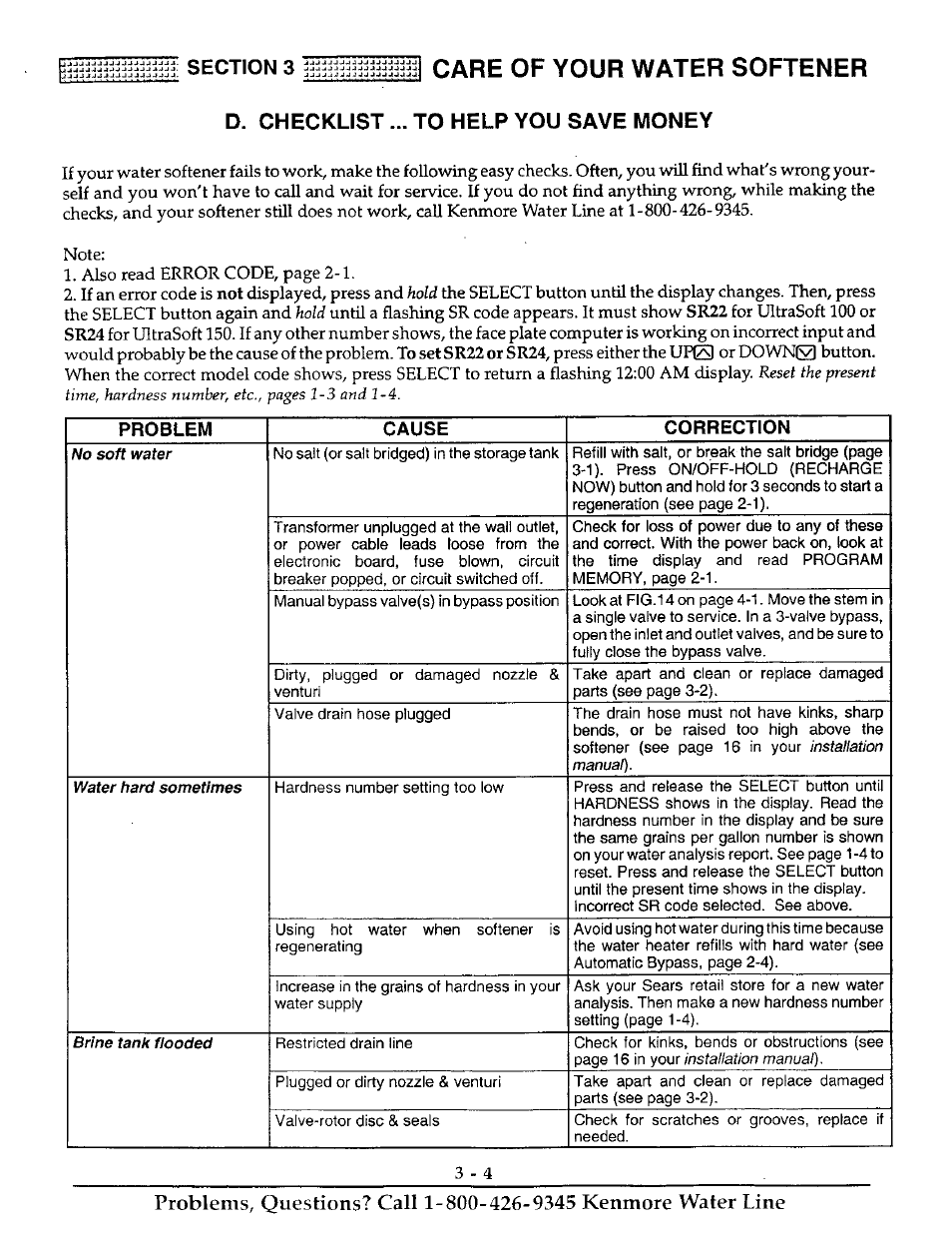 Care of your water softener, D. checklist ... to help you save money | Kenmore 625.38816 User Manual | Page 17 / 32