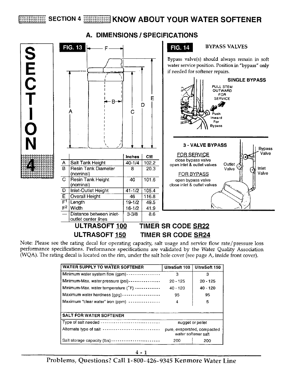 Ec t i, Know about your water softener, A. dimensions/specifications | Kenmore 625.38816 User Manual | Page 18 / 32