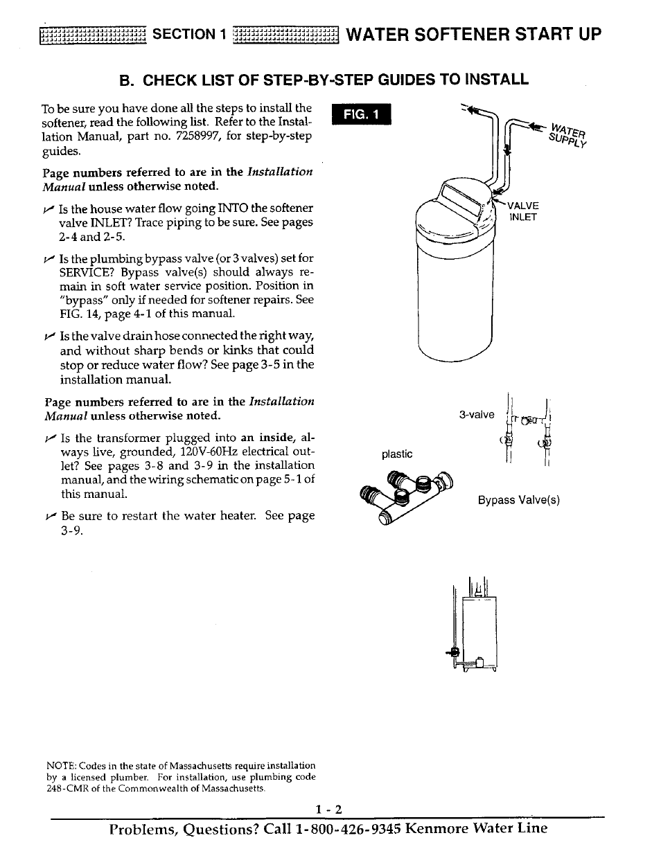 Water softener start up, B. check list of step-by-step guides to install | Kenmore 625.38816 User Manual | Page 5 / 32