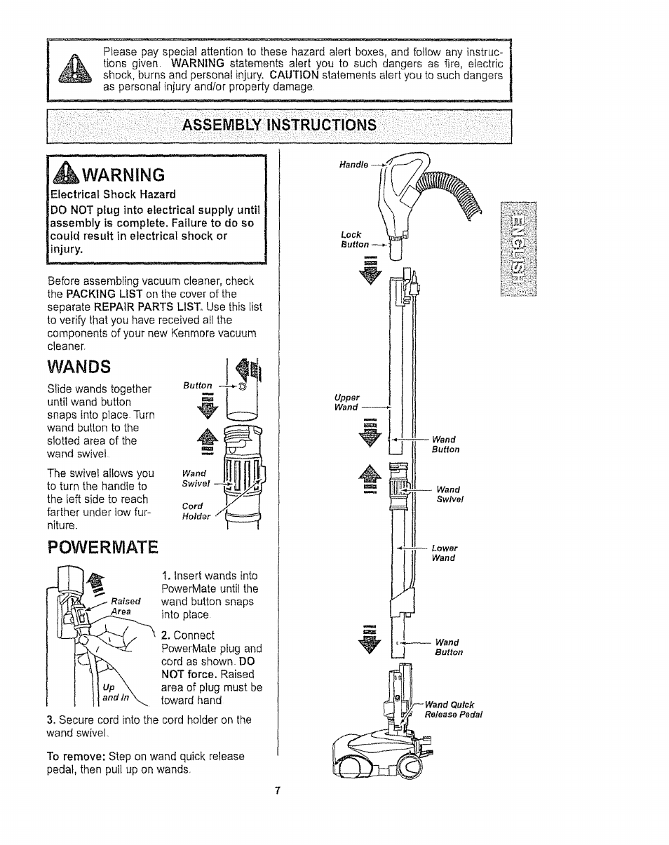 Wands, Powermate | Kenmore 116.27514 User Manual | Page 7 / 23
