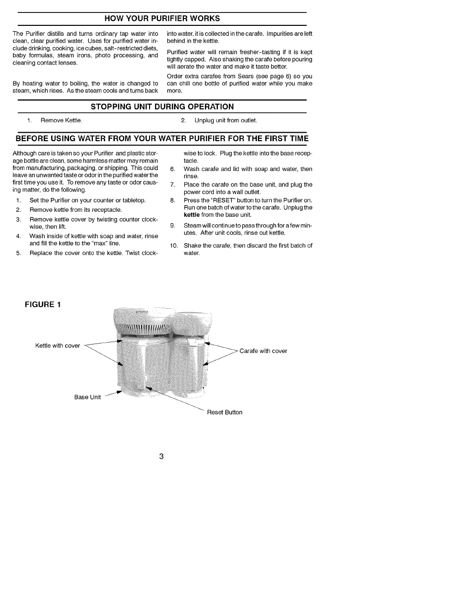 Stopping unit during operation, Figure 1 | Kenmore 625.344800 User Manual | Page 3 / 7