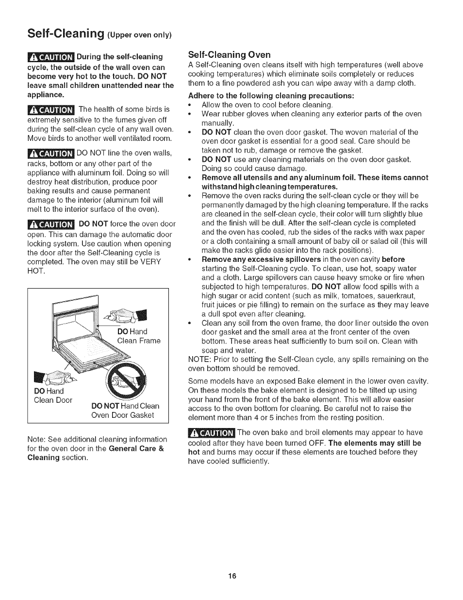 Seif-cleaning | Kenmore 318205128 User Manual | Page 16 / 26