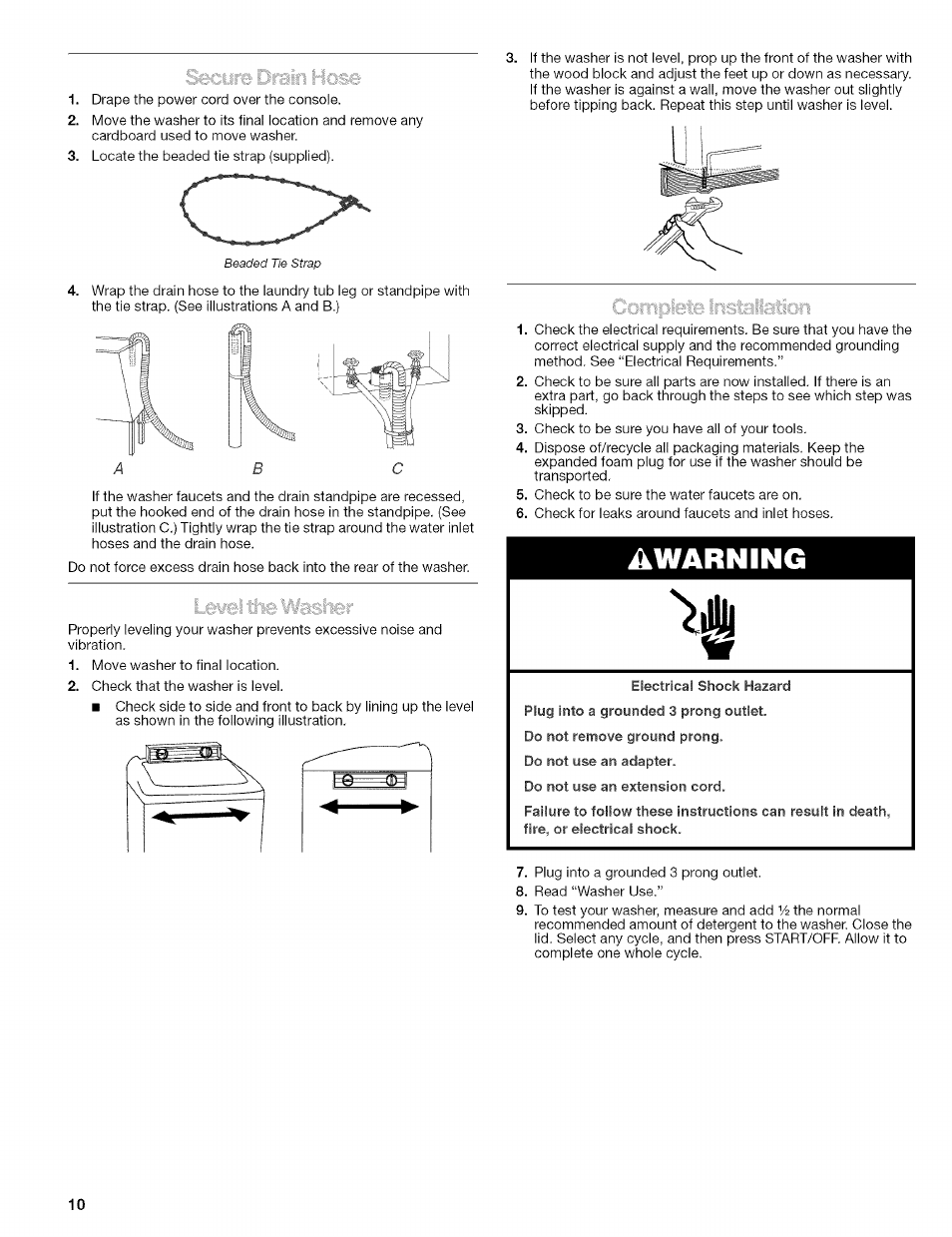 Warning | Kenmore 110.4472 User Manual | Page 10 / 60