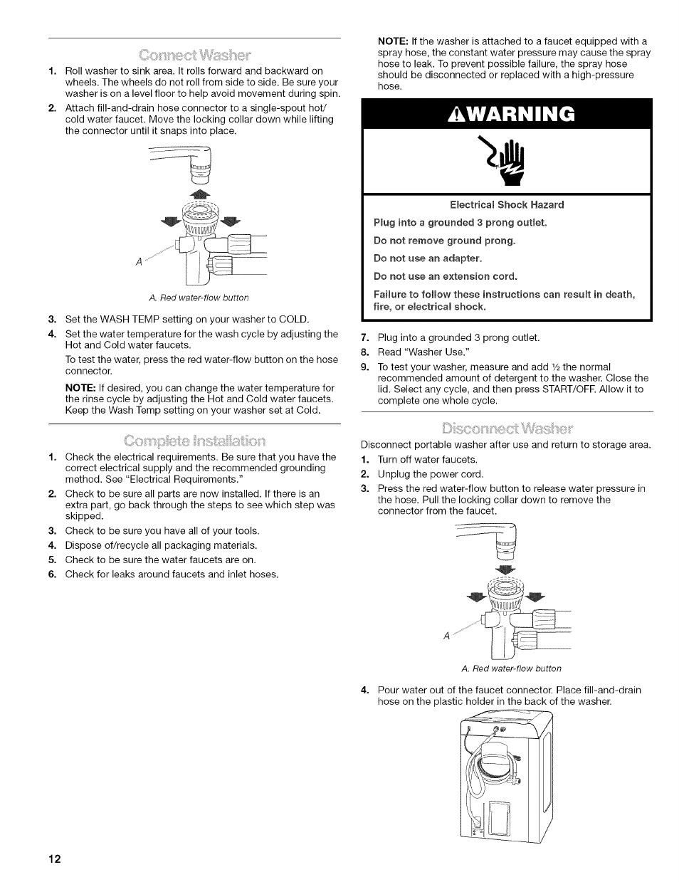 Warning | Kenmore 110.4472 User Manual | Page 12 / 60