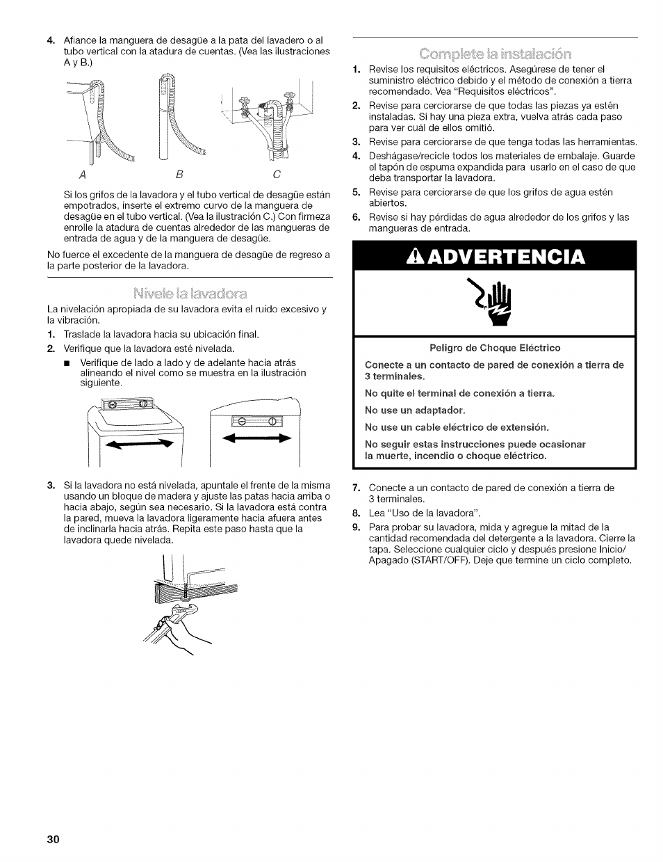 A advertencia | Kenmore 110.4472 User Manual | Page 30 / 60