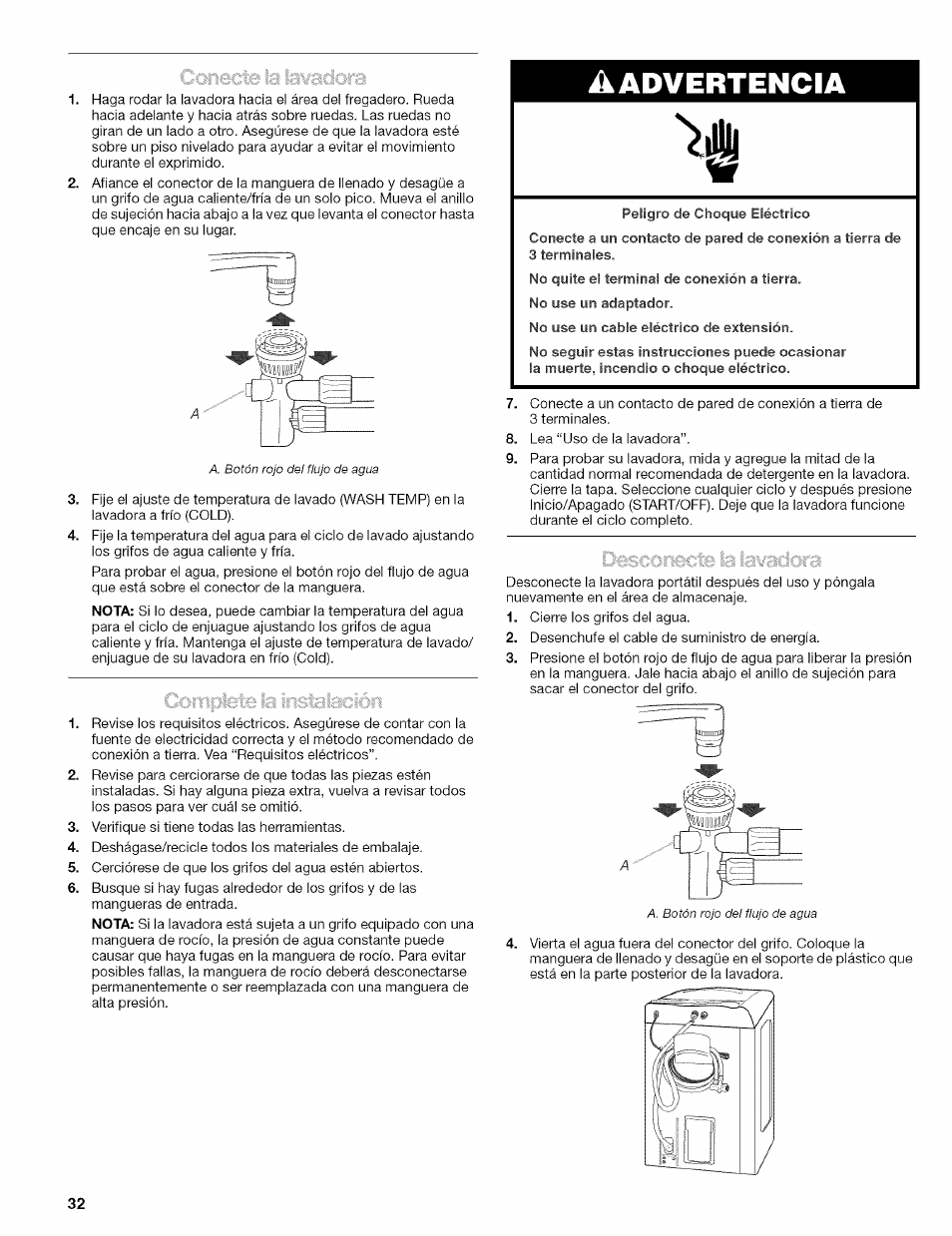 Aadvertencia | Kenmore 110.4472 User Manual | Page 32 / 60